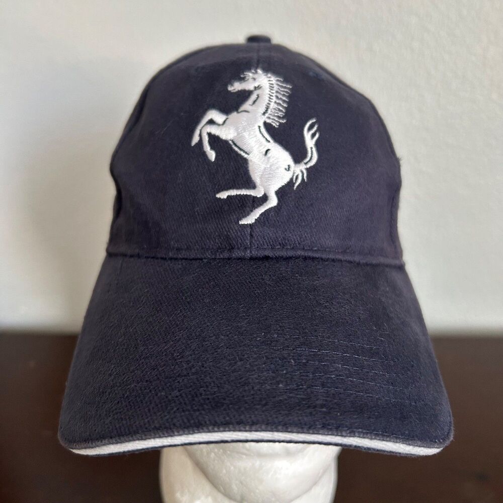 Ferrari Official Product Hat Prancing Horse Logo Navy Blue Cotton Baseball Cap